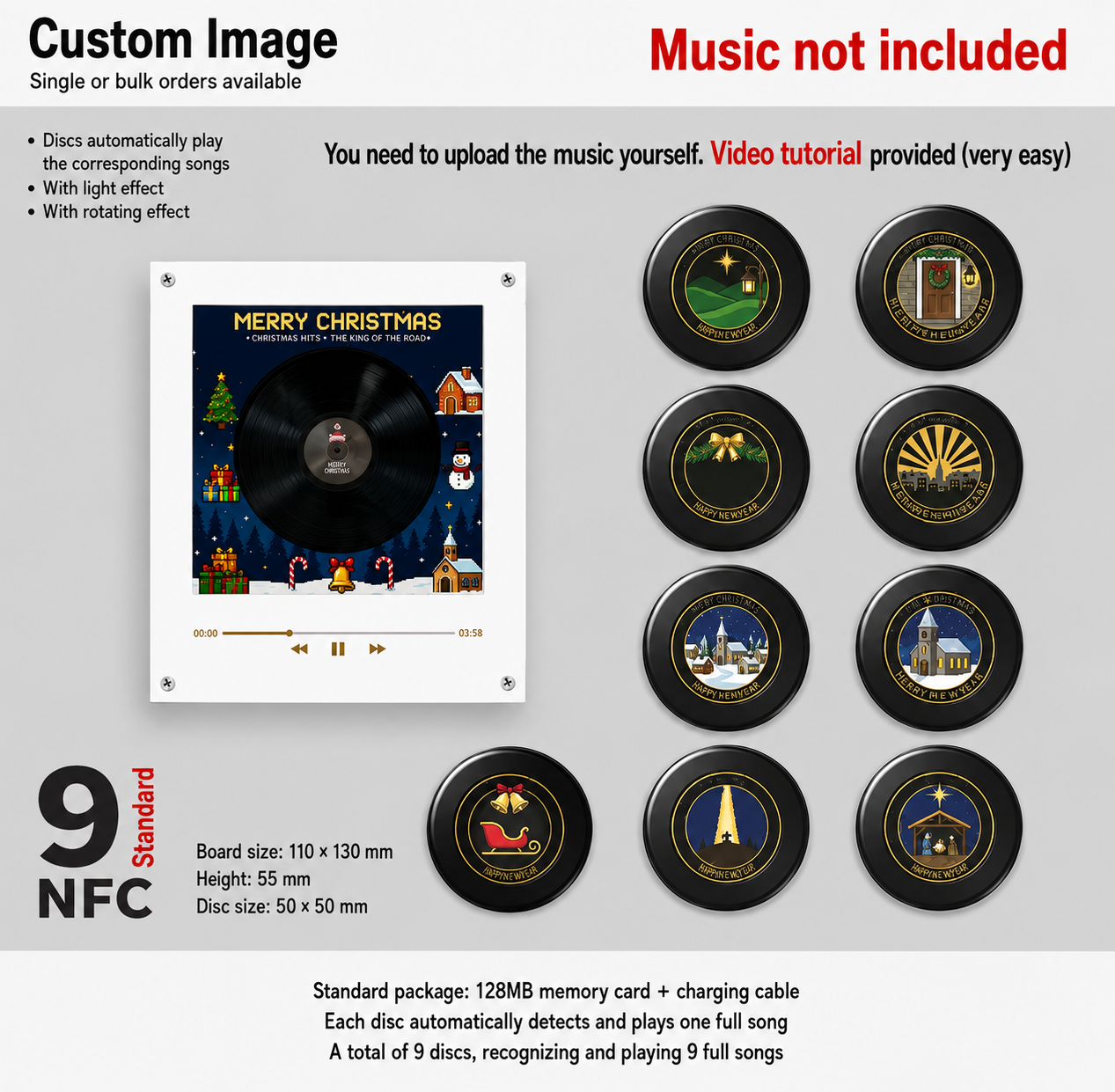The Christmas Record That Plays Your Favorite Songs 🎄 – NFC Vinyl Music Display with LED & Rotating Disc, Free Shipping 🚚