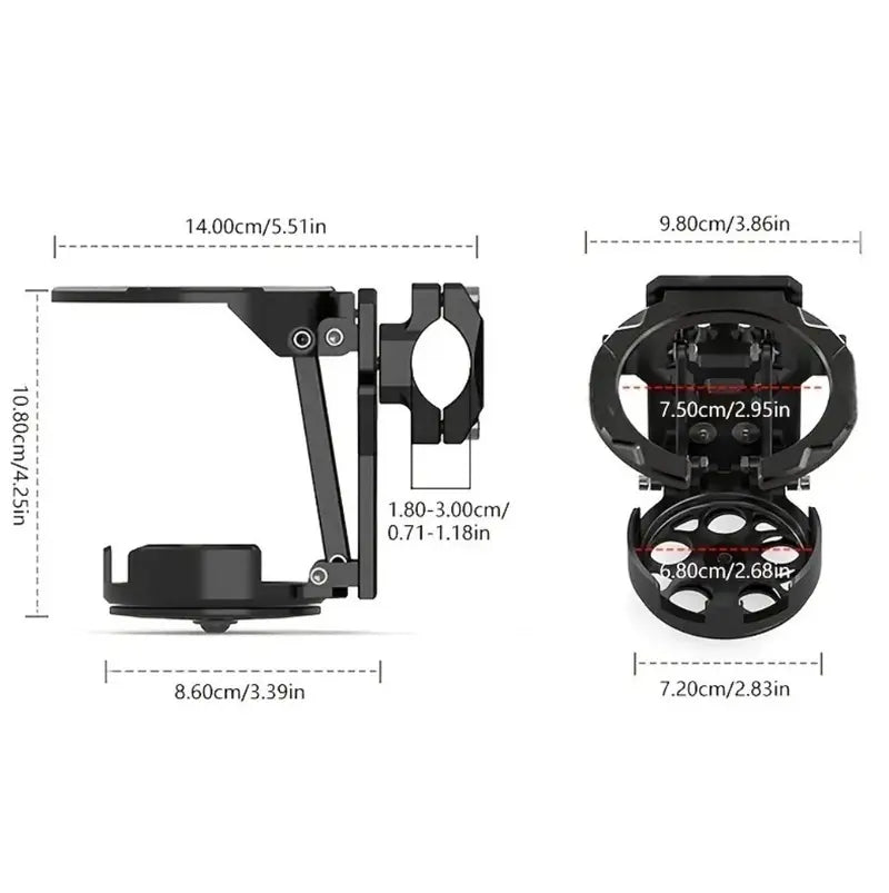 Bike Water Holder, Rotating Bottle Cage, Foldable Cup Mount Adjustable Folding Design, 360 Degree Rotation Support, for Adults Scooter Stroller Cycling Hiking Travel Outdoor Riding