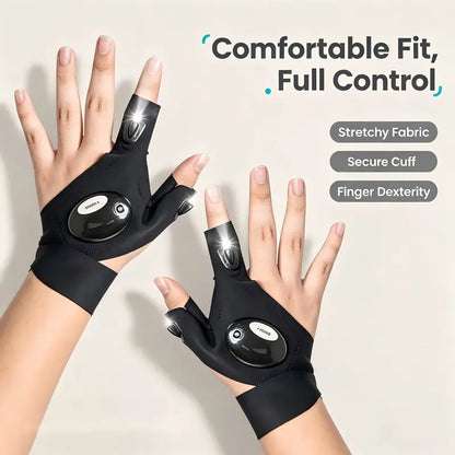 LED Finger Flashlight Gloves, Hands-Free LED Light Gloves for Fishing, Camping, Repair & Outdoor Activities