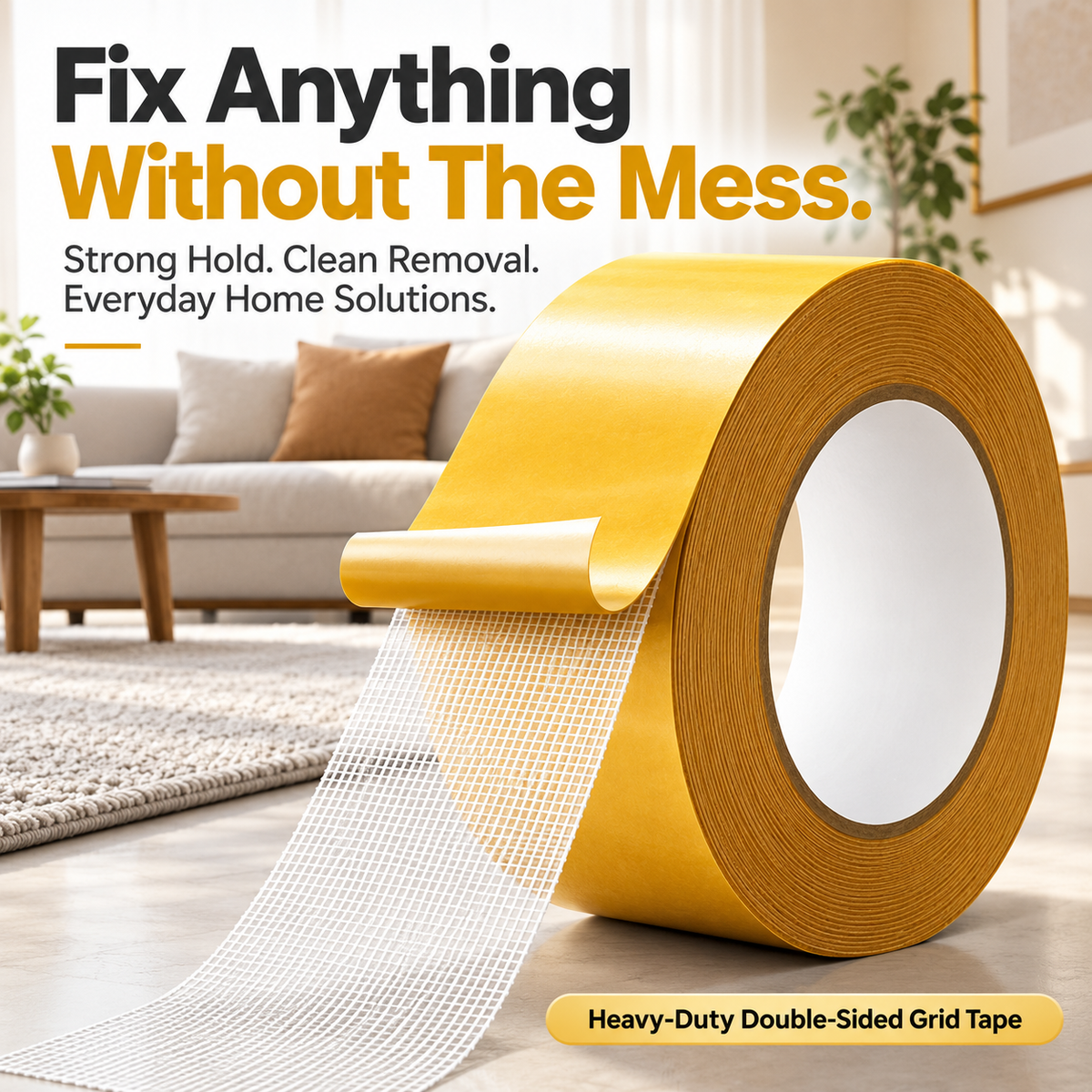 🔥LAST DAY 50% OFF - Heavy-Duty Double-Sided Grid Tape – Strong Hold, Easy Tear & Clean Removal