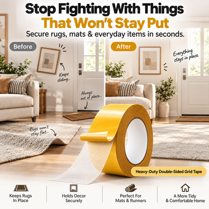 🔥LAST DAY 50% OFF - Heavy-Duty Double-Sided Grid Tape – Strong Hold, Easy Tear & Clean Removal