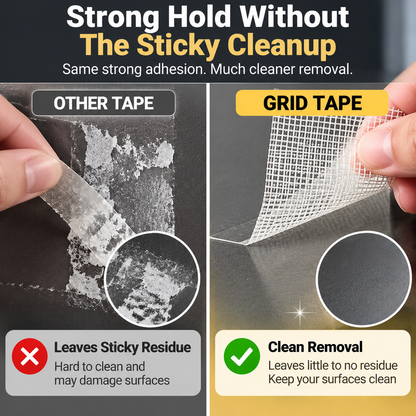 🔥LAST DAY 50% OFF - Heavy-Duty Double-Sided Grid Tape – Strong Hold, Easy Tear & Clean Removal