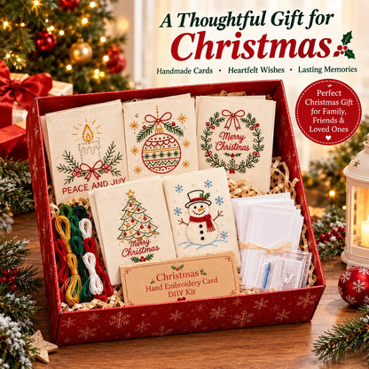 🌲 Christmas Hand Embroidery Card DIY Kit | Stitch Your Way Into the Christmas Spirit ✨ 🎁