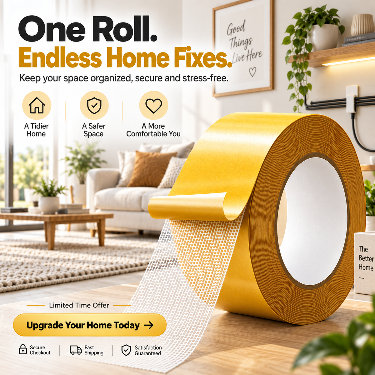 🔥LAST DAY 50% OFF - Heavy-Duty Double-Sided Grid Tape – Strong Hold, Easy Tear & Clean Removal