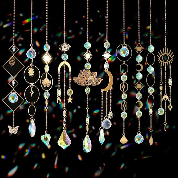 10-Pack Lotus Flower Crystal Suncatchers – Colorful Window Hanging Decor ✨🌈