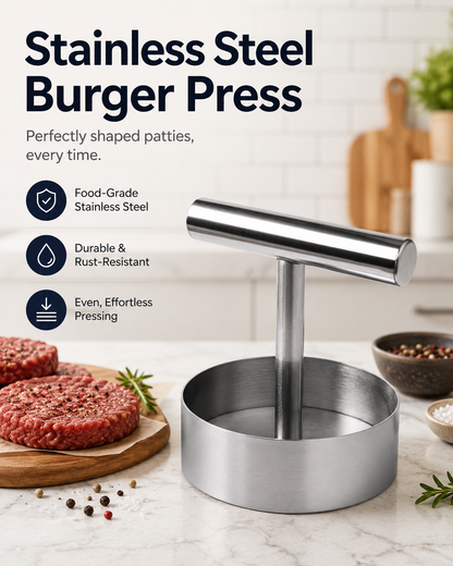 🔥Last Day 50% OFF - Stainless Steel Burger Press | Easy Patty Maker & Food Mold 🍔🥩