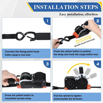🔥LAST DAY 50% OFF - Dual-End Retractable Tie-Down Ratcheting Straps
