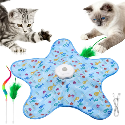 Interactive Unpredicatable Moving Feather Hunting Cat Toy , Hide and Seek Rechargeable Cat toy for bored cat,Automatic Chargeable，Indoor Exercise & Boredom Relief for All Breeds cats