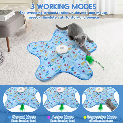 Interactive Unpredicatable Moving Feather Hunting Cat Toy , Hide and Seek Rechargeable Cat toy for bored cat,Automatic Chargeable，Indoor Exercise & Boredom Relief for All Breeds cats