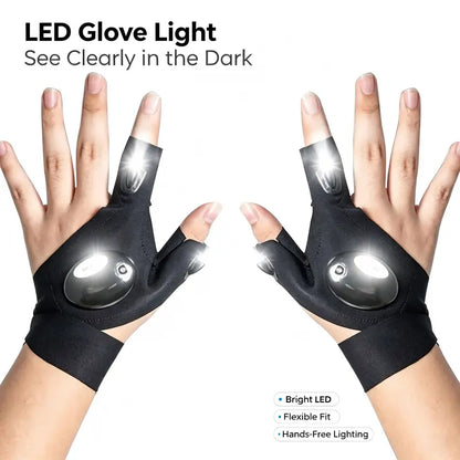 LED Finger Flashlight Gloves, Hands-Free LED Light Gloves for Fishing, Camping, Repair & Outdoor Activities