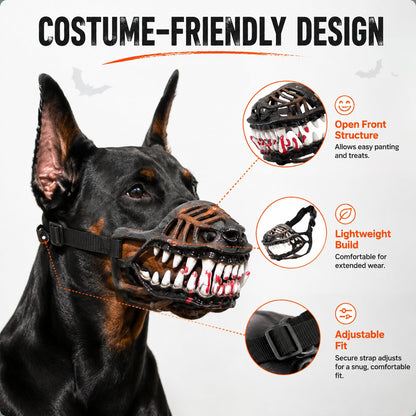 Halloween Scary Dog Muzzle Costume with Bloody Fangs