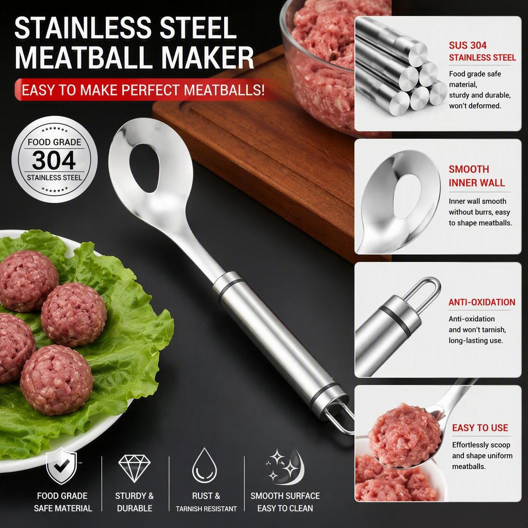 🔥Last Day 50% OFF - 🥩304 Stainless Steel Meatball Scoop Ball Maker Tool🥄