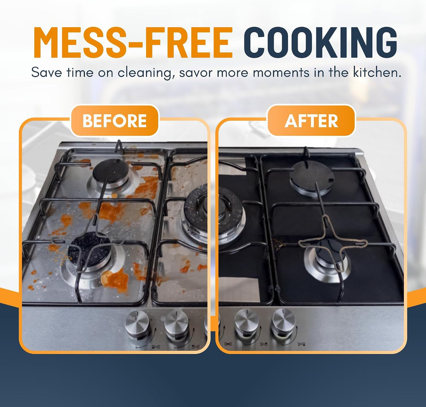 🔥LAST DAY 50% OFF - 🥘 Reusable Gas Stove Burner Liners♻️ (Set of 4)