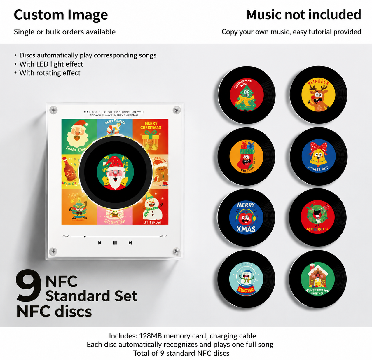 The Christmas Record That Plays Your Favorite Songs 🎄 – NFC Vinyl Music Display with LED & Rotating Disc, Free Shipping 🚚