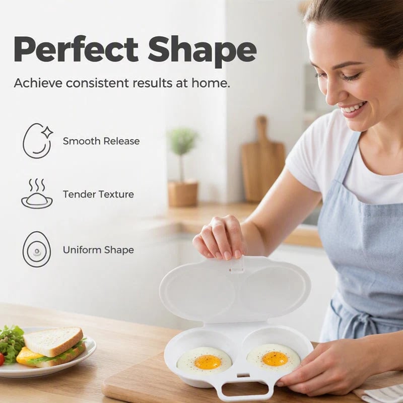 🥳2026 HOT SALE🥳💞50K+ SOLD! 🥗🎁 49% OFF! Microwave Egg Poacher——Dual‑cavity, non‑stick & easy clean. Healthier than frying – stock up & save! 🏠✅