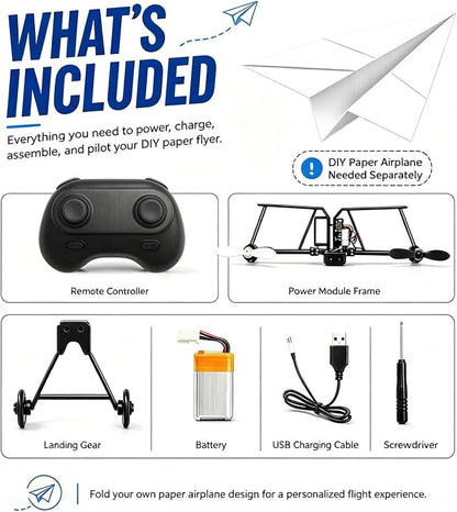 DIY RC Paper Airplane Kit 🛩️, Motorized Paper Plane DIY Flying Toy for Hobbyists & Kids