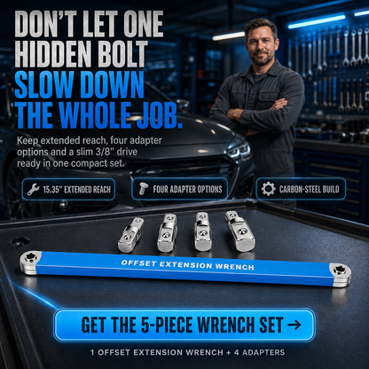 🔥Last Day 50% OFF - ⚡3/8' Offset Extension Wrench Set – Reach Tight Bolts Without Removing Parts
