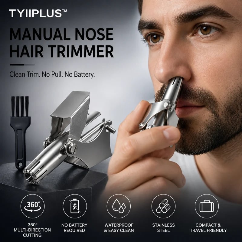 💥Buy 1 get 1 free 🔥Manual Nose Hair Trimmer – Stainless Steel 360° Trimmer, Waterproof & No Battery Required
