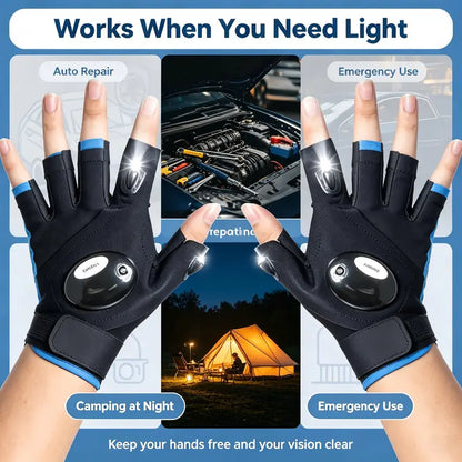 LED Finger Flashlight Gloves, Hands-Free LED Light Gloves for Fishing, Camping, Repair & Outdoor Activities