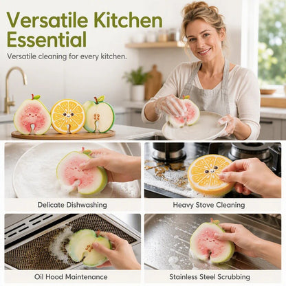🔥🥗✨Cute fruit-shaped dishwashing sponge brush🧴🍲