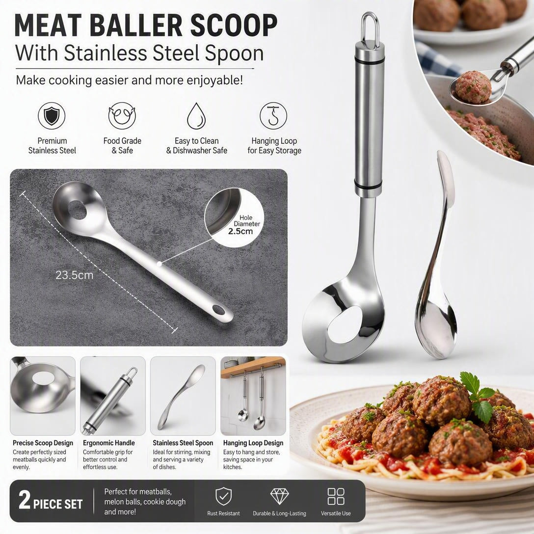 🔥Last Day 50% OFF - 🥩304 Stainless Steel Meatball Scoop Ball Maker Tool🥄