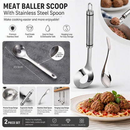 🔥Last Day 50% OFF - 🥩304 Stainless Steel Meatball Scoop Ball Maker Tool🥄