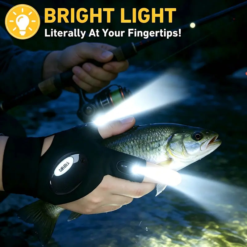 LED Finger Flashlight Gloves, Hands-Free LED Light Gloves for Fishing, Camping, Repair & Outdoor Activities