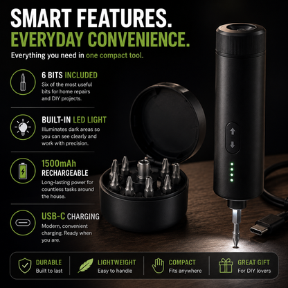 🔧 14-in-1 Rechargeable Electric Screwdriver — Compact Power for Everyday Fixes