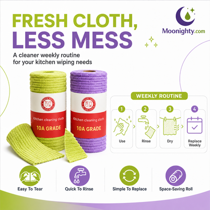 🔥Last Day 50% OFF - 20‑Pack Multipurpose Reusable Tear‑Off Cleaning Cloth Roll 🧽✨