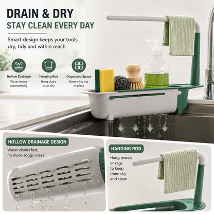🔥LAST DAY 50% OFF - ✨ Adjustable Telescopic Sink Organizer – Drain, Dry & Declutter