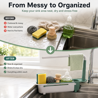 🔥LAST DAY 50% OFF - ✨ Adjustable Telescopic Sink Organizer – Drain, Dry & Declutter