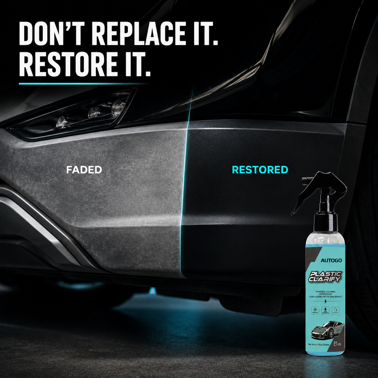 🚗 Restore Your Car’s Deep Black Finish – 200mL Tire & Plastic Trim Restorer Spray for Faded Automotive Surfaces
