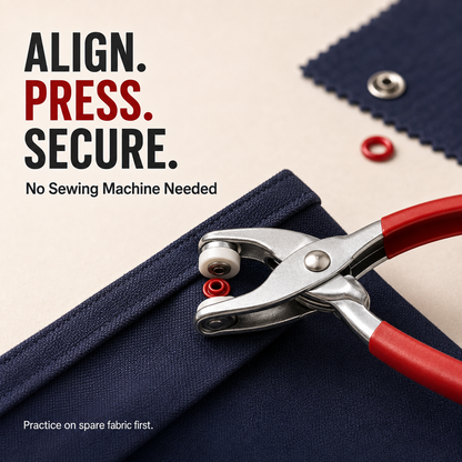 🧵 50-Set No-Sew Snap Button Pliers Kit – Complete Colored Fasteners with Metal Pliers & Storage Box