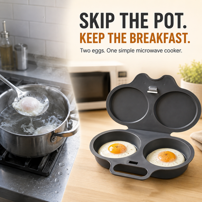 🔥LAST DAY 50% OFF - 🍳 2-Egg Microwave Poacher – Easy Dual-Cavity Breakfast Cooker