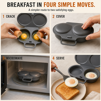🔥LAST DAY 50% OFF - 🍳 2-Egg Microwave Poacher – Easy Dual-Cavity Breakfast Cooker