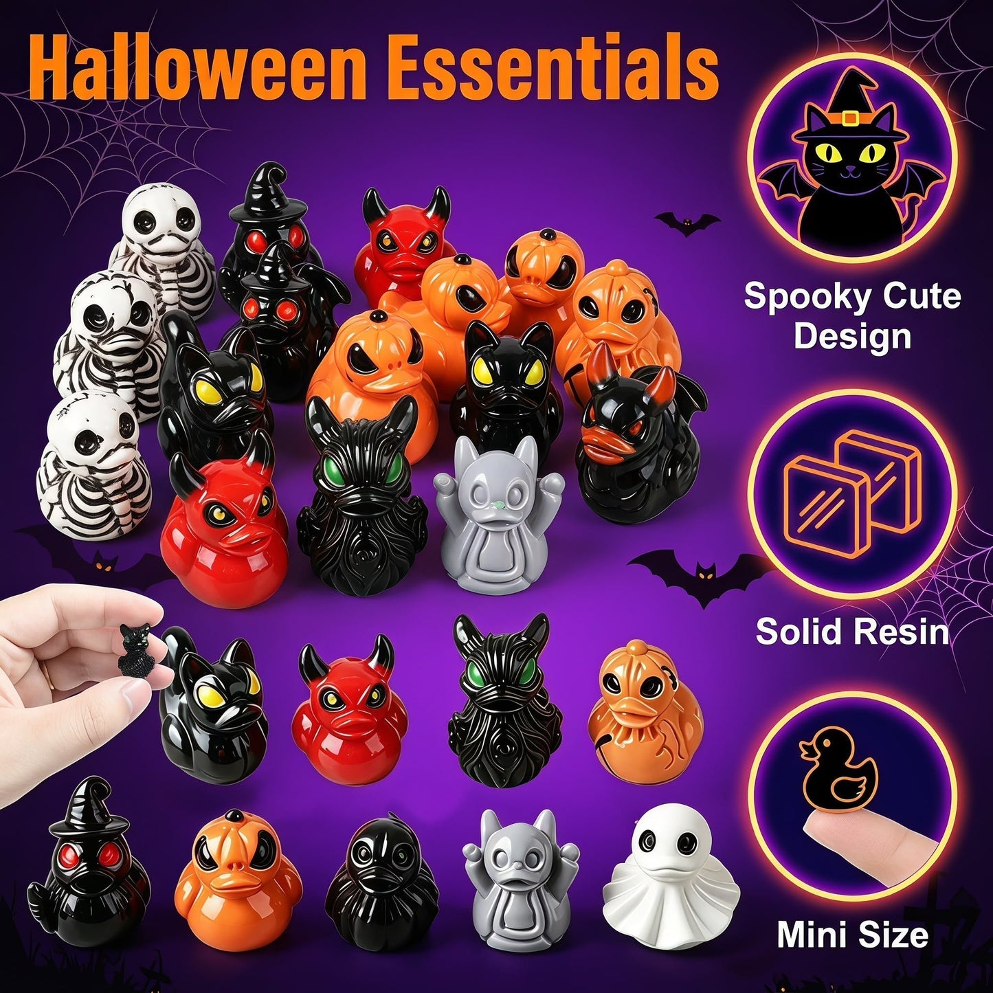 🔥Last Day 50% OFF - Mini Devil Ghost Skull Resin Ducks-Cute Spooky Desktop Decor👻🎃💀