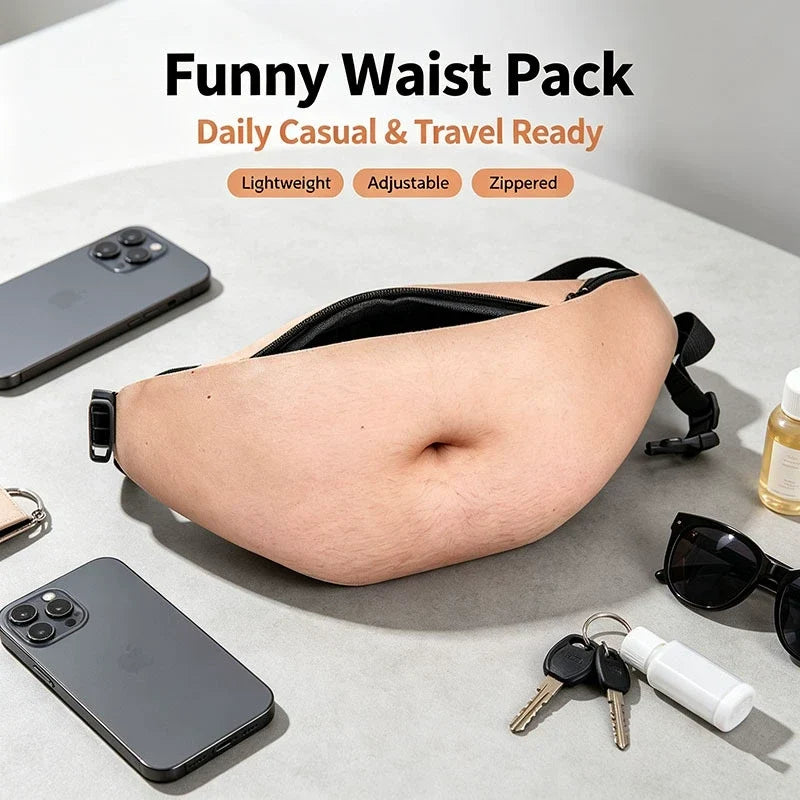 🔥LAST DAY 50% OFF - 😂 Funny Belly Fanny Pack – Realistic Fake Belly Waist Bag