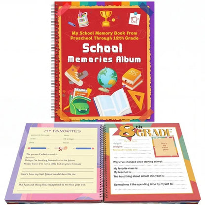 📚❤️School Memory Book - Preschool to 12th Grade Keepsake Album for Cherished School Photos & Childhood Memories