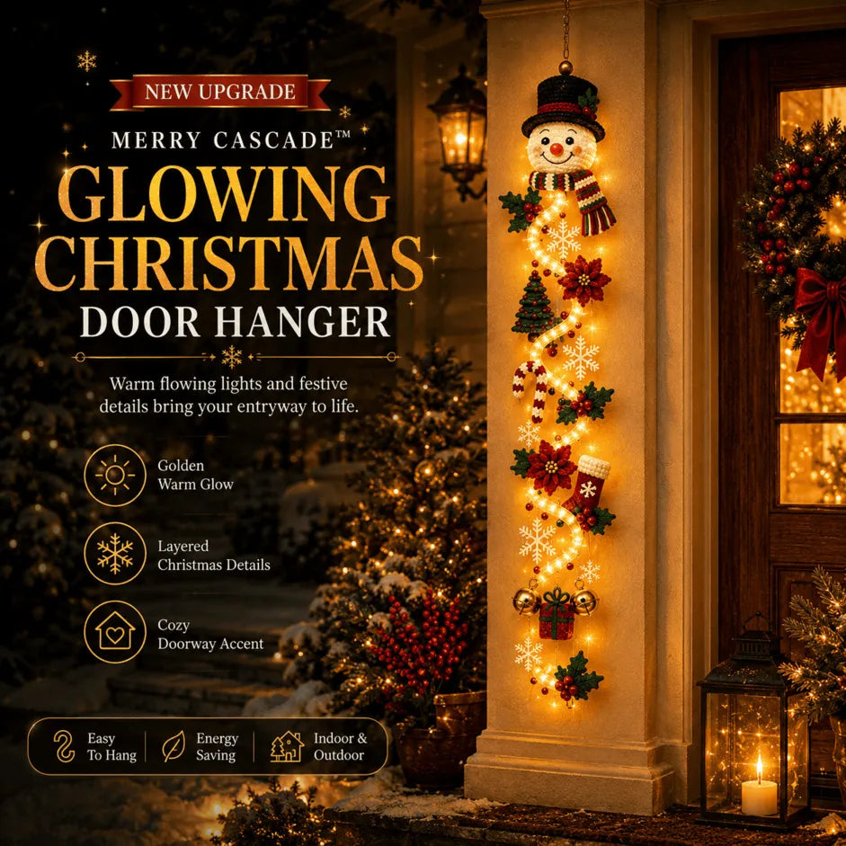 ⏳ Last Day 49% OFF – 🎄MerryCascade Glowing Christmas Door Hanger | 6 Festive Lighted Designs with Warm Glow, Dimensional Details & Space-Saving Vertical Décor ✨
