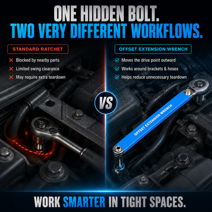 🔥Last Day 50% OFF - ⚡3/8' Offset Extension Wrench Set – Reach Tight Bolts Without Removing Parts