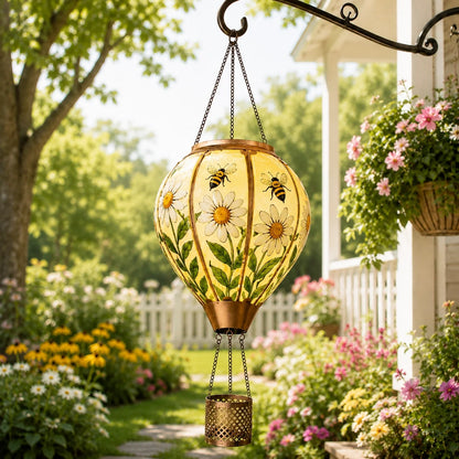 Hot Air Balloon Solar Lantern With Flame Effect