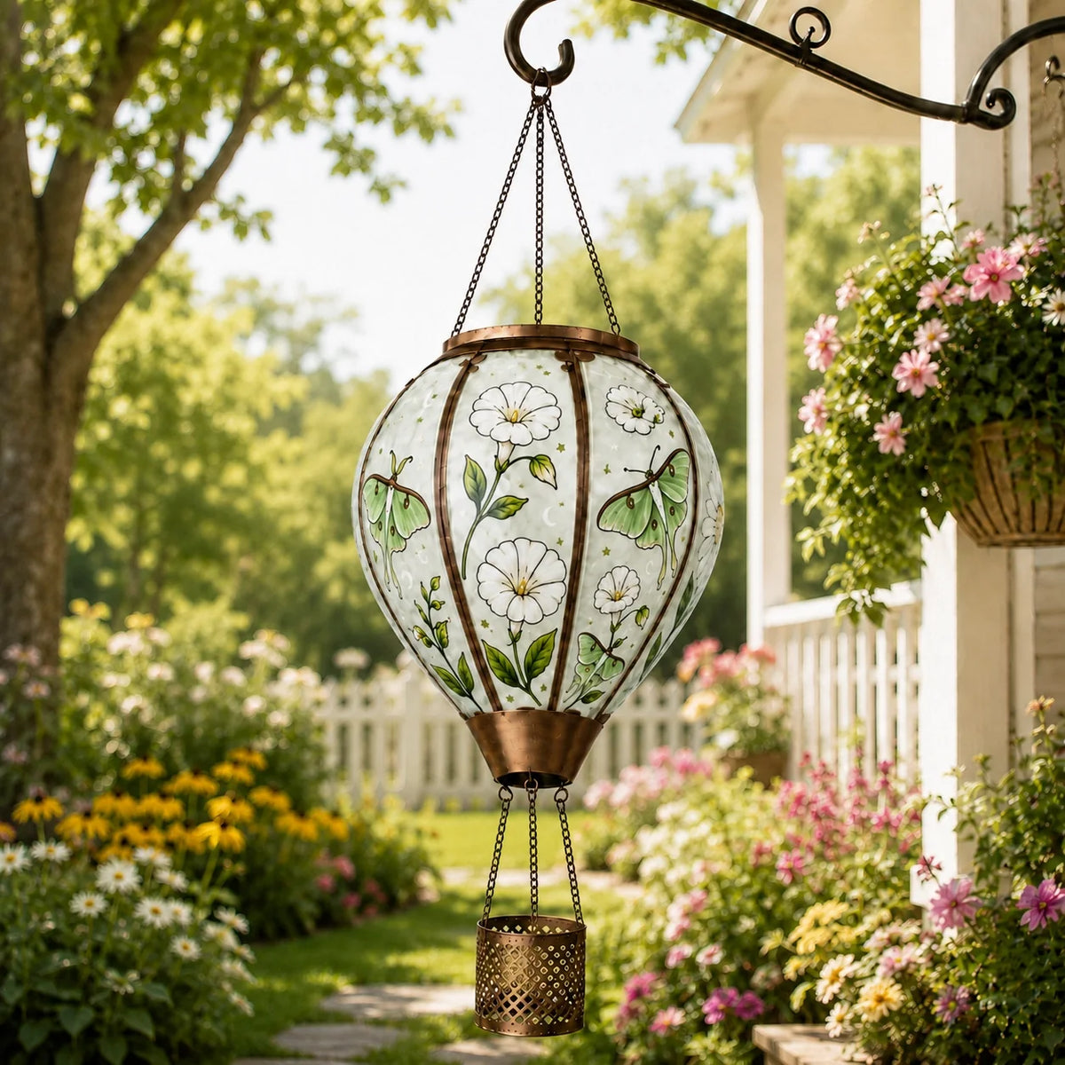 Hot Air Balloon Solar Lantern With Flame Effect