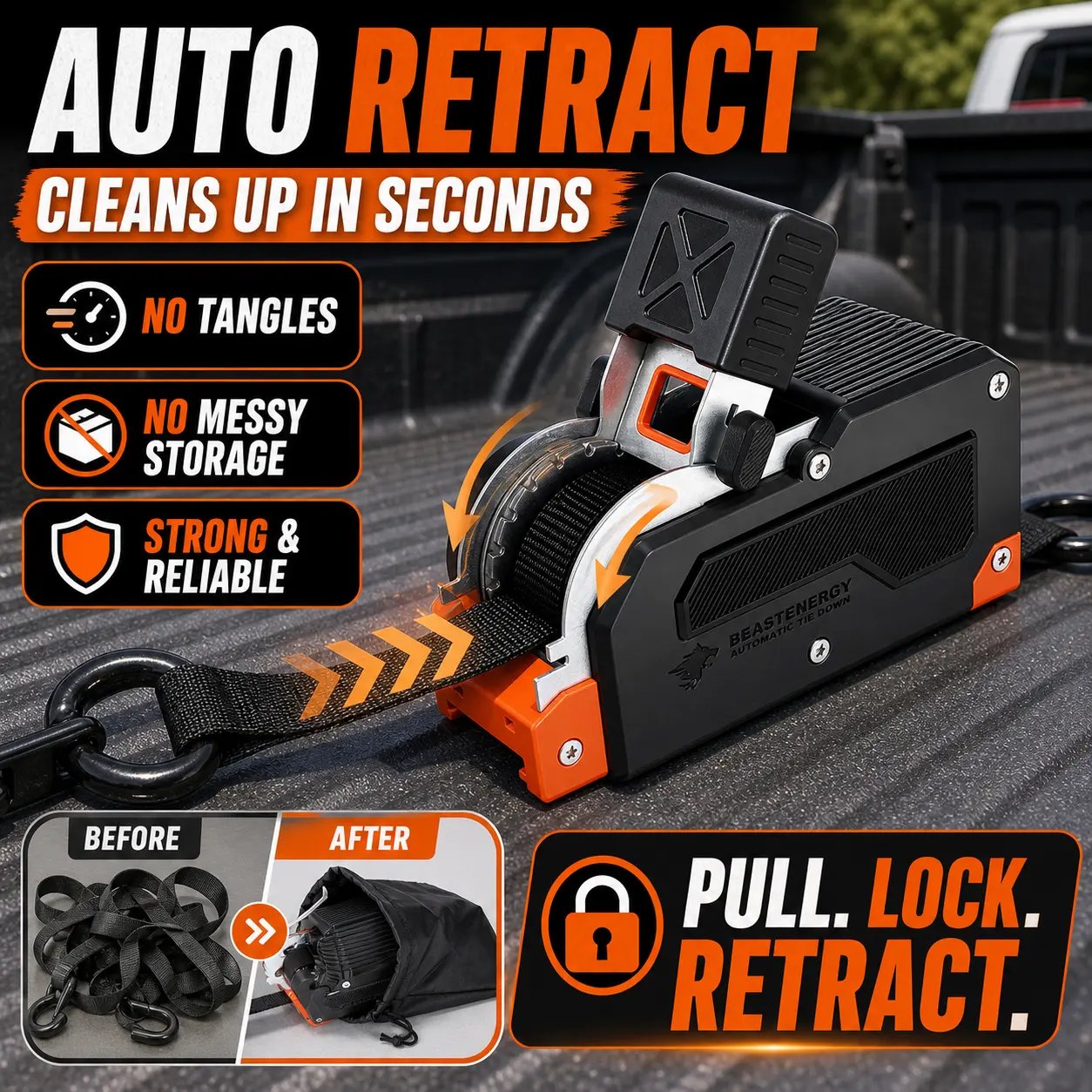 🔥LAST DAY 50% OFF - Dual-End Retractable Tie-Down Ratcheting Straps