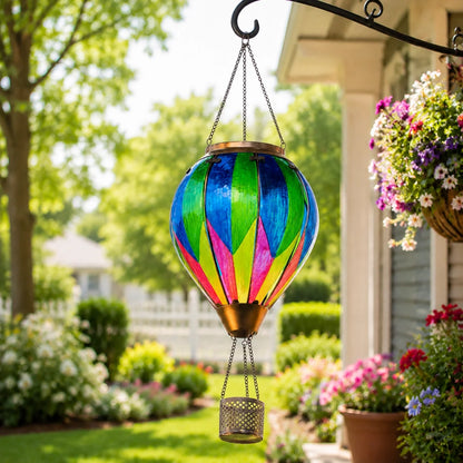 Hot Air Balloon Solar Lantern With Flame Effect