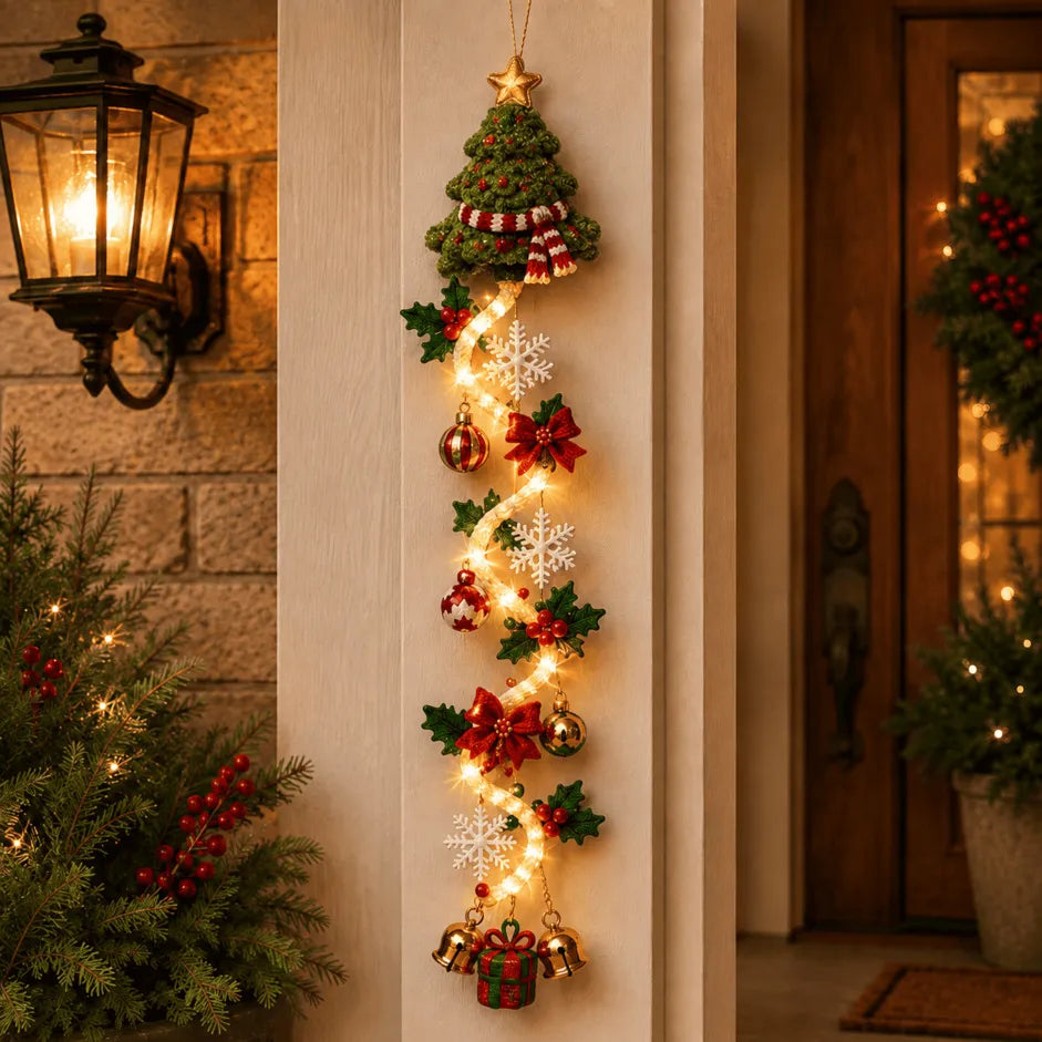 ⏳ Last Day 49% OFF – 🎄MerryCascade Glowing Christmas Door Hanger | 6 Festive Lighted Designs with Warm Glow, Dimensional Details & Space-Saving Vertical Décor ✨