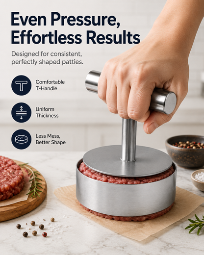 🔥Last Day 50% OFF - Stainless Steel Burger Press | Easy Patty Maker & Food Mold 🍔🥩