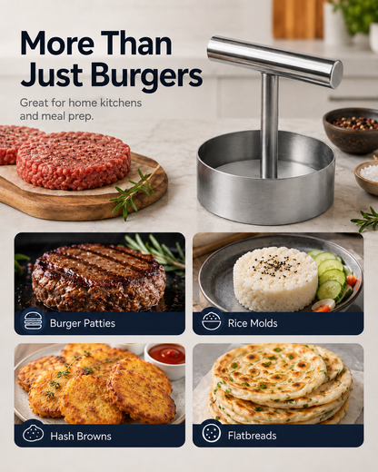 🔥Last Day 50% OFF - Stainless Steel Burger Press | Easy Patty Maker & Food Mold 🍔🥩