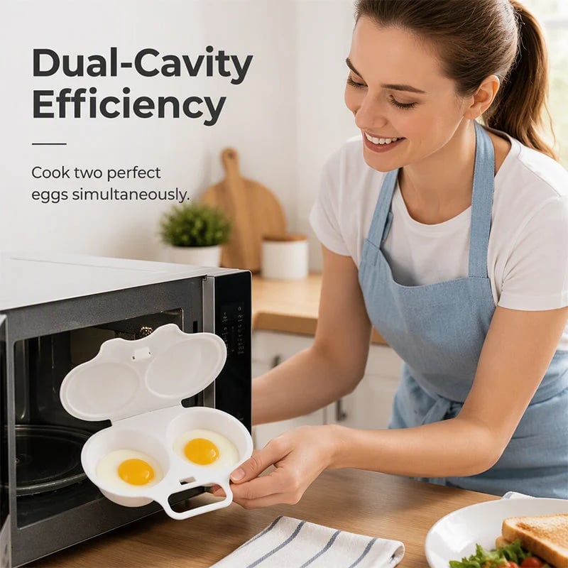 🥳2026 HOT SALE🥳💞50K+ SOLD! 🥗🎁 49% OFF! Microwave Egg Poacher——Dual‑cavity, non‑stick & easy clean. Healthier than frying – stock up & save! 🏠✅