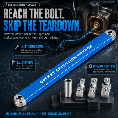 🔥Last Day 50% OFF - ⚡3/8' Offset Extension Wrench Set – Reach Tight Bolts Without Removing Parts