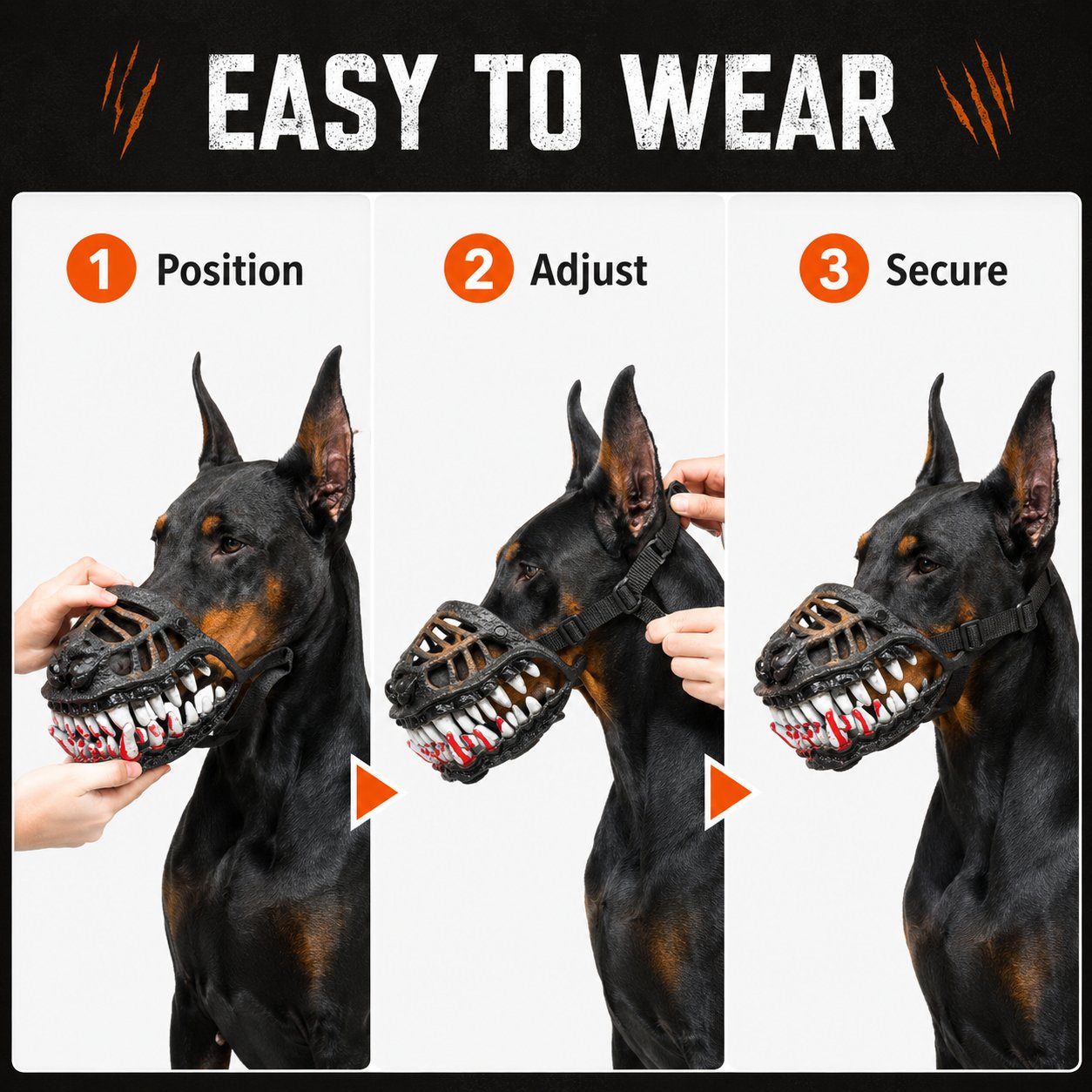 Halloween Scary Dog Muzzle Costume with Bloody Fangs